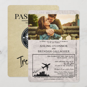 Faire-part de mariage de passeport Champagne Irlan