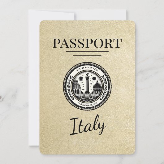 Faire-part de mariage de passeport Champagne Itali (Dos)