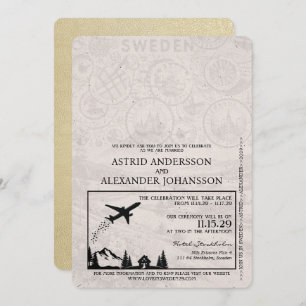 Faire-part de mariage de passeport Champagne Suède