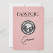 Faire-part de mariage de passeport de la Grèce ros (Dos)
