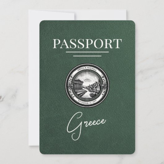Faire-part de mariage de passeport de la Grèce ver (Dos)