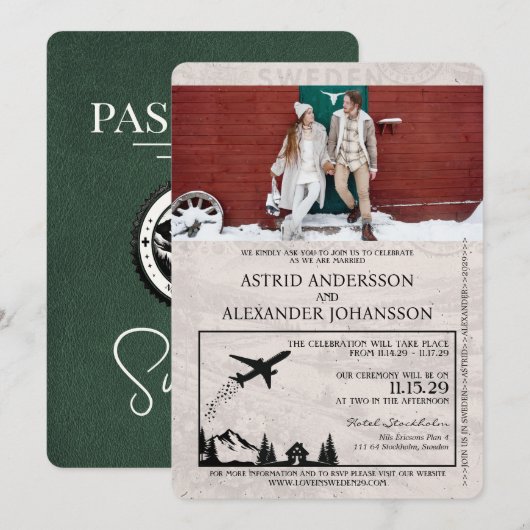 Faire-part de mariage de passeport de la Suède ver (Devant / Derrière)