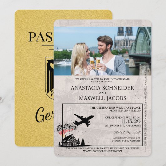 Faire-part de mariage de passeport de l'Allemagne (Devant / Derrière)