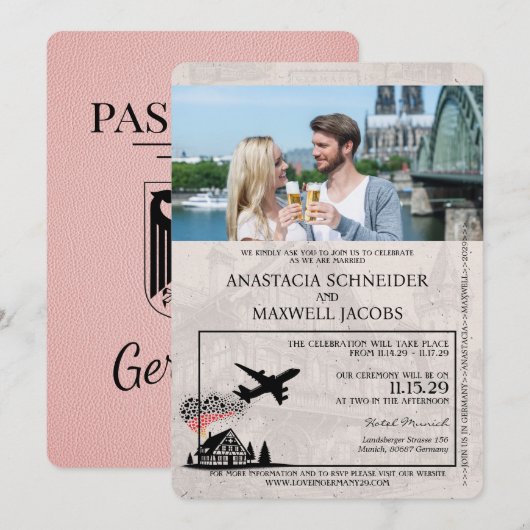 Faire-part de mariage de passeport de l'Allemagne  (Devant / Derrière)