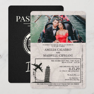 Faire-part de mariage de passeport de l'Italie noi