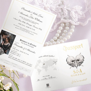 Faire-part de mariage de passeport de photo de squ