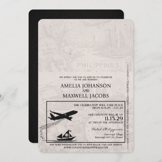 Faire-part de mariage de passeport des Philippines (Devant / Derrière)