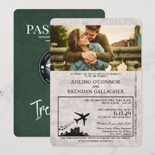 Faire-part de mariage de passeport d'Irlande verte