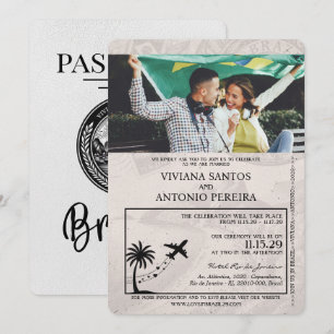 Faire-part de mariage de passeport du Brésil blanc