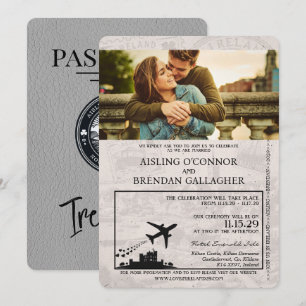 Faire-part de mariage de passeport gris Irlande