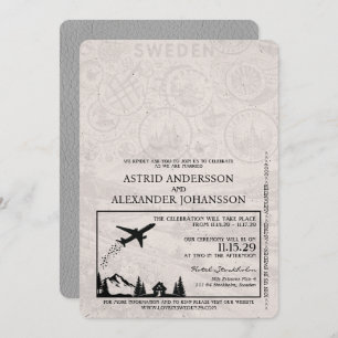 Faire-part de mariage de passeport gris Suède