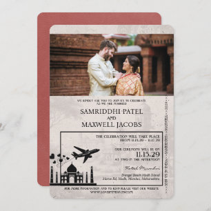Faire-part de mariage de passeport indien en Bourg