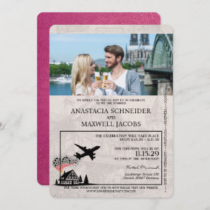 Faire-part de mariage de passeport Magenta Pink Al