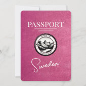 Faire-part de mariage de passeport Magenta Pink Su (Dos)