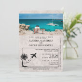 Faire-part de mariage de passeport Orange Aruba (Debout devant)