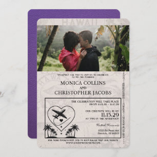 Faire-part de mariage de passeport Purple Hawaii
