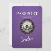 Faire-part de mariage de passeport Purple India (Dos)