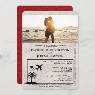 Faire-part de mariage de passeport Red Porto Rico