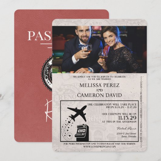 Faire-part de mariage de passeport Reno de Bourgog (Devant / Derrière)