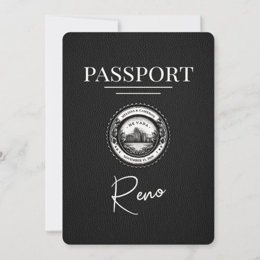 Faire-part de mariage de passeport Reno noir (Dos)
