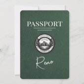 Faire-part de mariage de passeport Reno Vert (Dos)