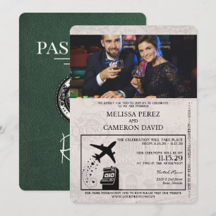 Faire-part de mariage de passeport Reno Vert