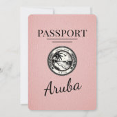 Faire-part de mariage de passeport rose Aruba (Dos)