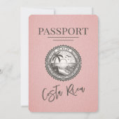 Faire-part de mariage de passeport rose Costa Rica (Dos)