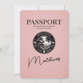 Faire-part de mariage de passeport rose des Maldiv (Dos)