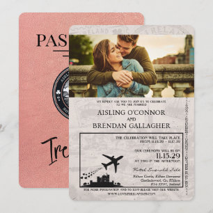 Faire-part de mariage de passeport rose Gold Irlan