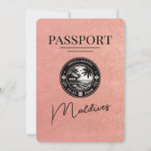 Faire-part de mariage de passeport rose Gold Maldi (Dos)