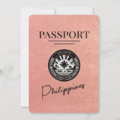 Faire-part de mariage de passeport rose Gold Phili (Dos)