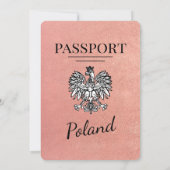 Faire-part de mariage de passeport rose Gold Polog (Dos)