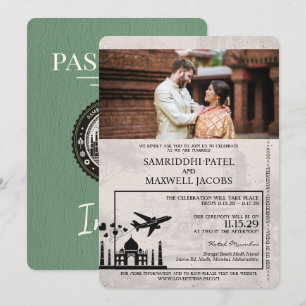 Faire-part de mariage de passeport Sage Green Indi