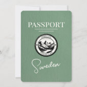 Faire-part de mariage de passeport Sage Green Suèd (Dos)
