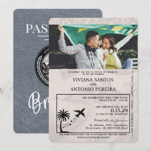 Faire-part de mariage de passeport Silver Brazil