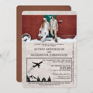 Faire-part de mariage de passeport Suède Brown