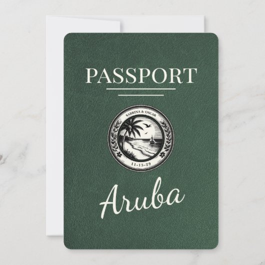 Faire-part de mariage de passeport vert Aruba (Dos)