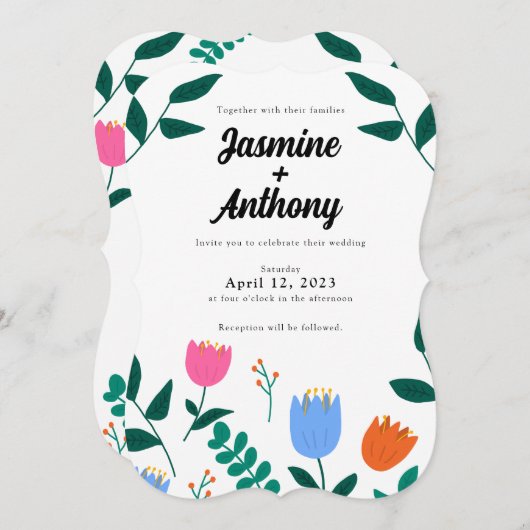 Faire-part de mariage de patchs Spring Breeze (Devant / Derrière)