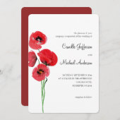 Faire-part de mariage de pavot rouge (Devant / Derrière)