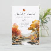 Faire-part de mariage de paysage d'automne (Debout devant)