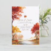 Faire-part de mariage de paysage d'automne rustiqu (Debout devant)