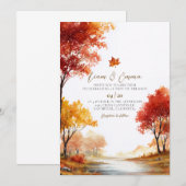 Faire-part de mariage de paysage d'automne rustiqu (Devant / Derrière)