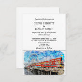 Faire-part de mariage de paysage urbain d'horizon (Devant / Derrière)