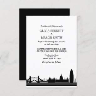 Faire-part de mariage de paysage urbain d'horizon