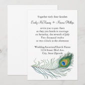 Faire-part de mariage de Peacock (Devant / Derrière)