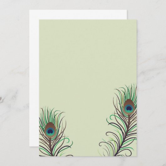 Faire-part de mariage de Peacock (Devant / Derrière)
