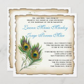 Faire-part de mariage de Peacock (Devant / Derrière)