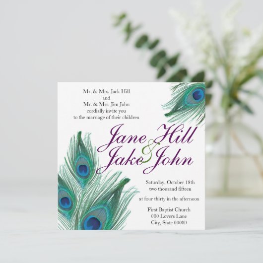 Faire-part de mariage de Peacock (Debout devant)