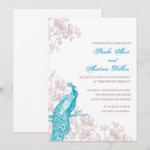 Faire-part de mariage de Peacock (Devant / Derrière)